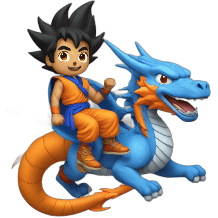 indian guy wearing Goku costume riding a blue flying dragon emoji