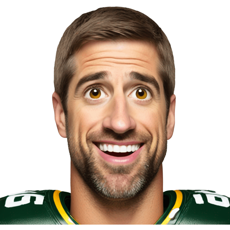 Aaron Rodgers holding an eggplant above his head emoji