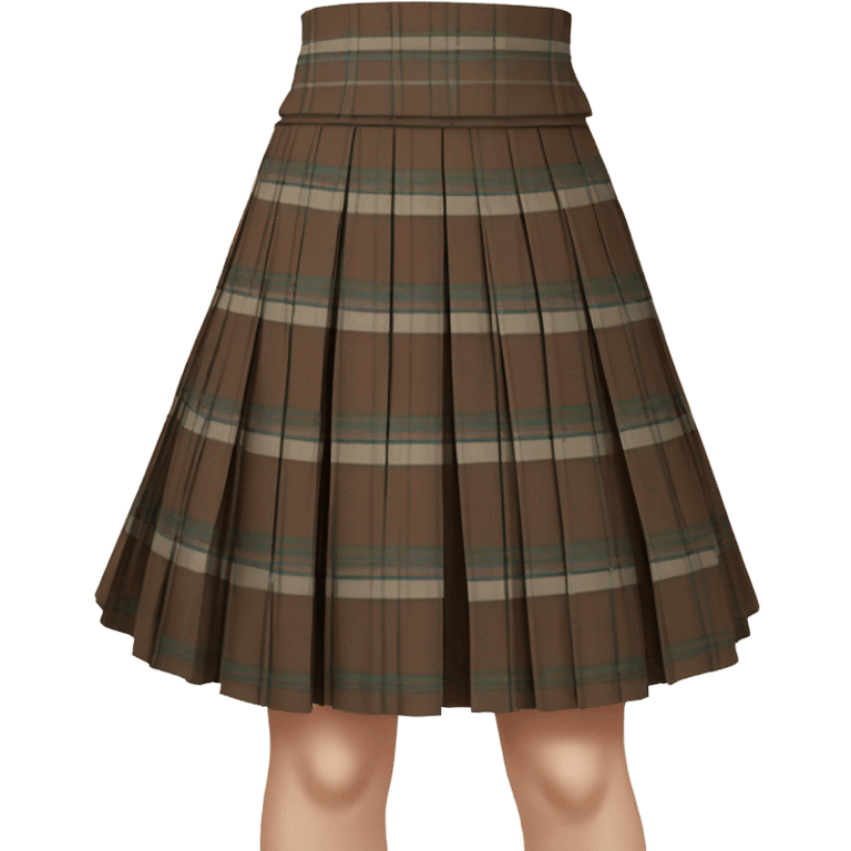 Brown tartan pleated mini skirt, isolated emoji