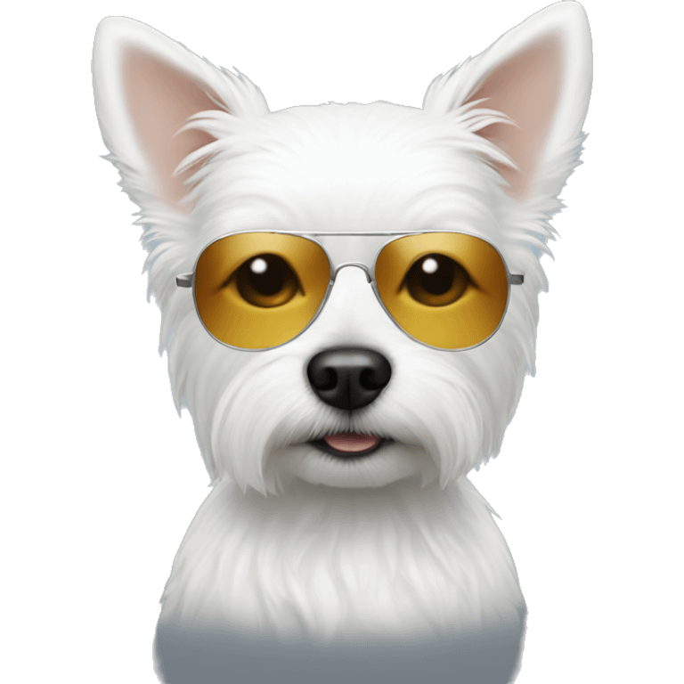 White small dog with sunglasses  emoji