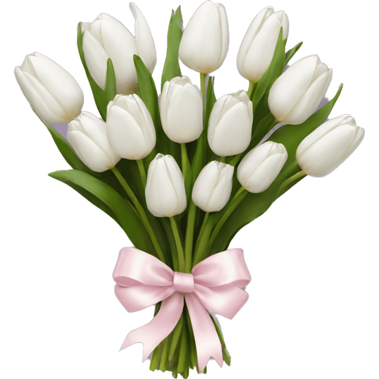 White tulips bouquet with light pink bow  emoji