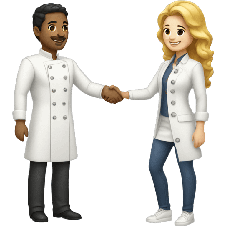 light-skinned restaurateur and blogger shake hands emoji