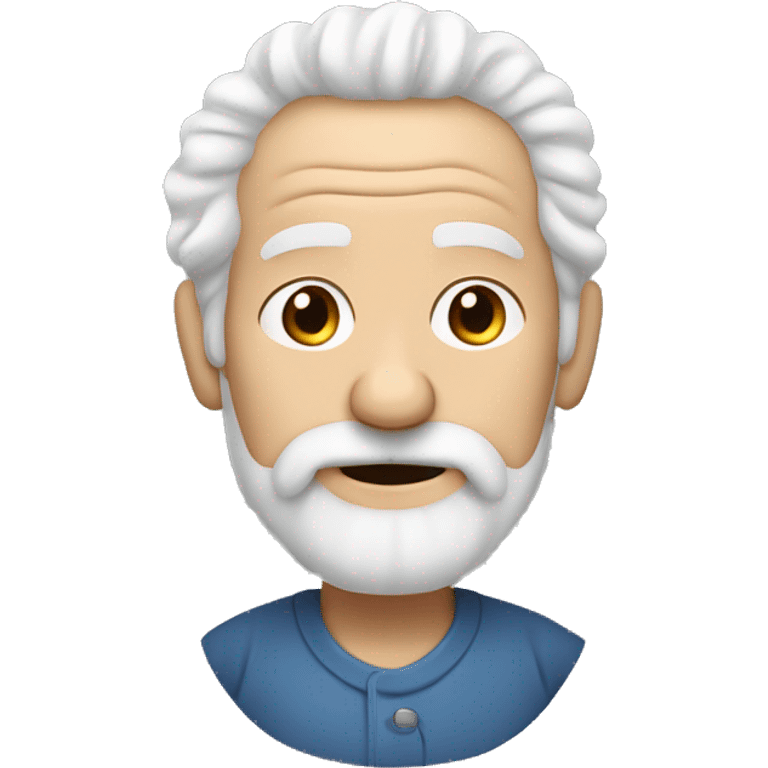 White curly hair, wrinkles, a full beard, elderly person. emoji