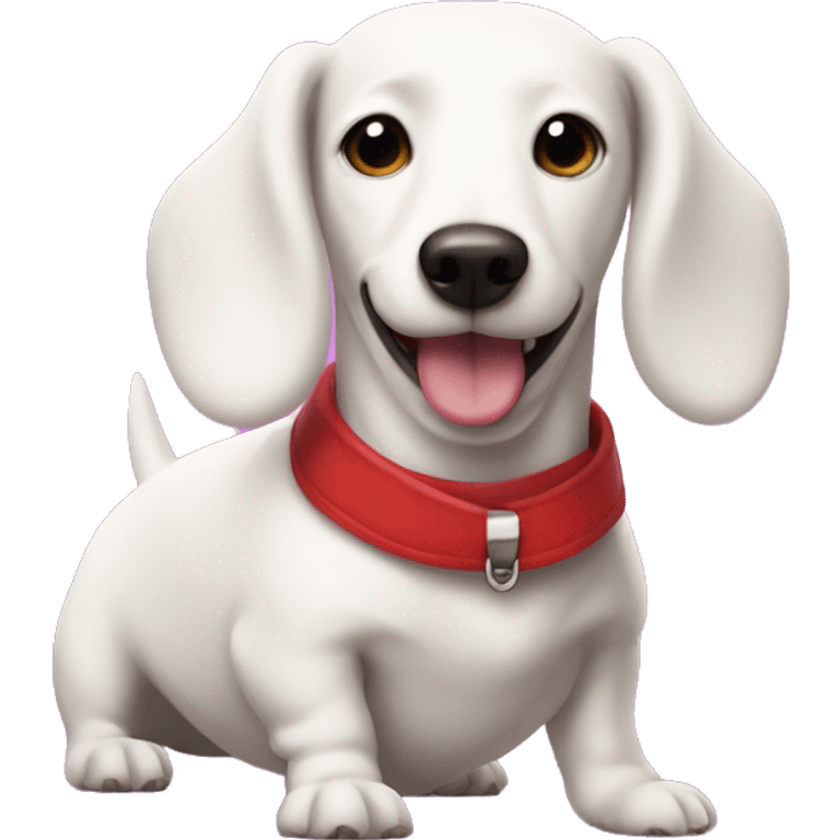 White sausage dog in heathers the musical emoji