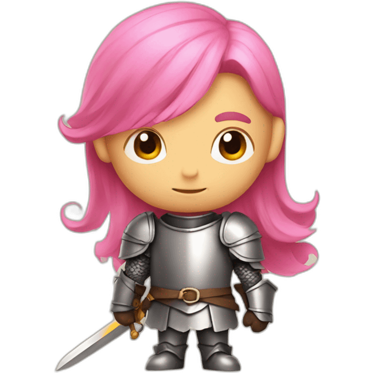 Tiny knight with Pink flamy hair emoji