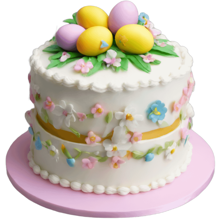 beautifully decorated 2 tier Easter cake emoji