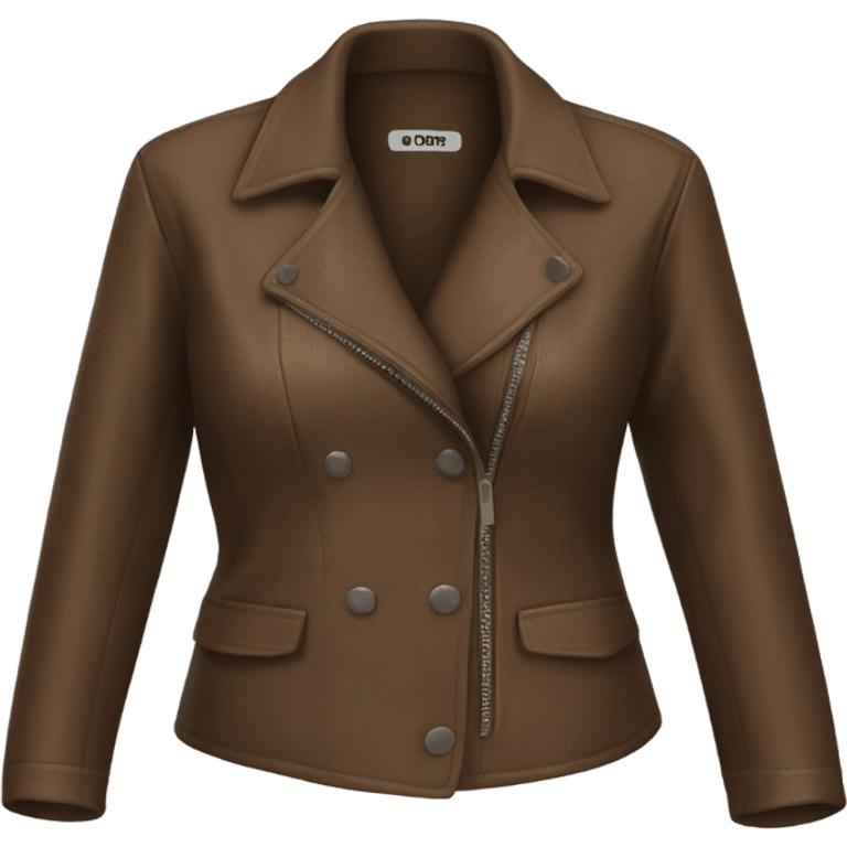 Brown oversize womens open button up leather jacket  emoji