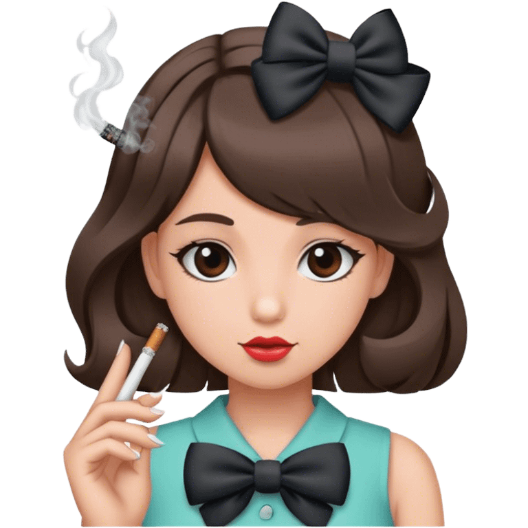 Girl with cigarette and hair bow  emoji