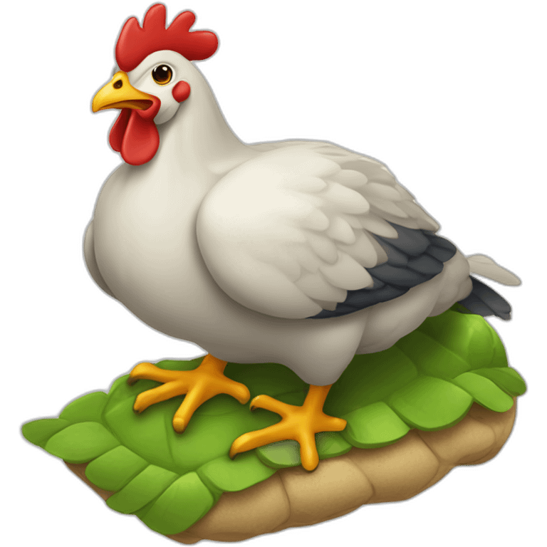 Poule sur tortue emoji