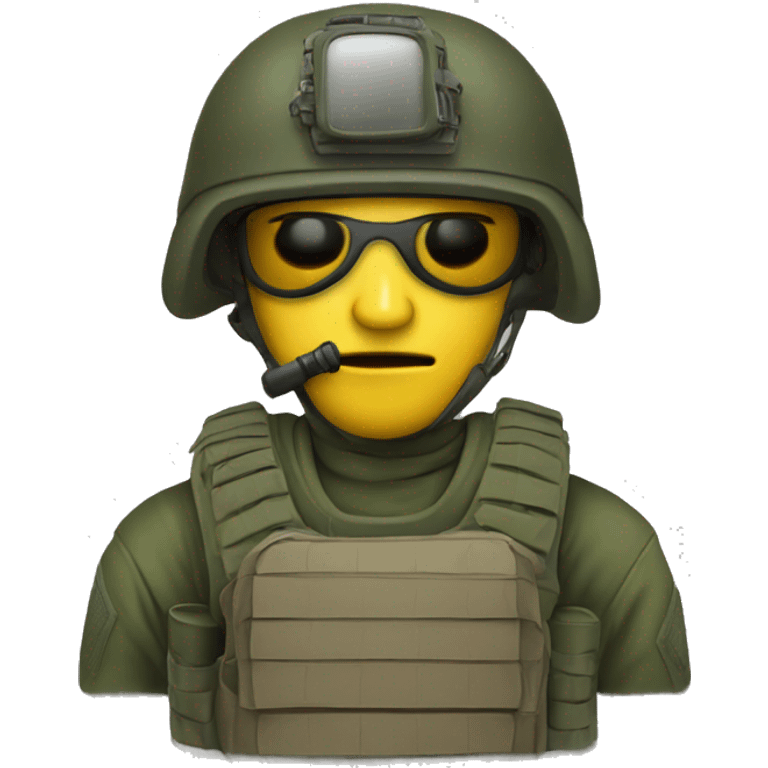 military solider with full gear on and mask emoji