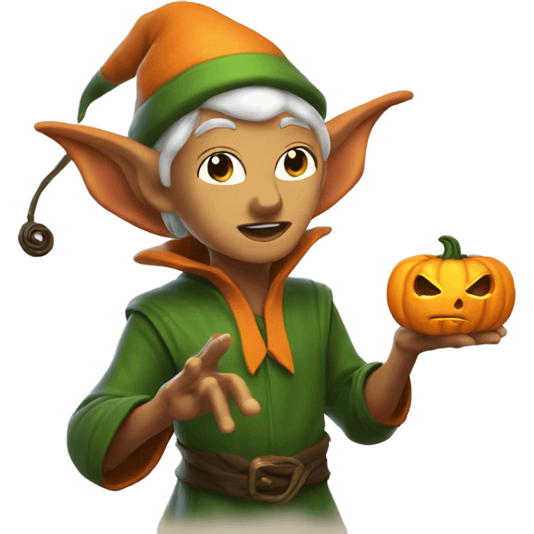 pumkin elf male casting a spell emoji