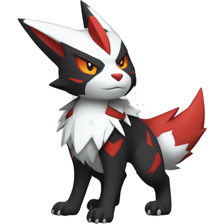 Black Cool Edgy Anthro Zangoose Litten Fakémon  with White and Red Edgy markings emoji