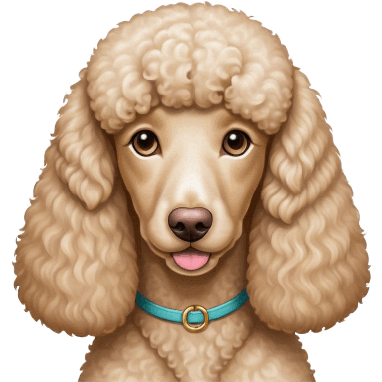 White standard poodle and Kylie emoji