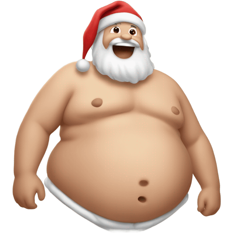 santa rubbing his bare greasy fat belly as he laughs emoji