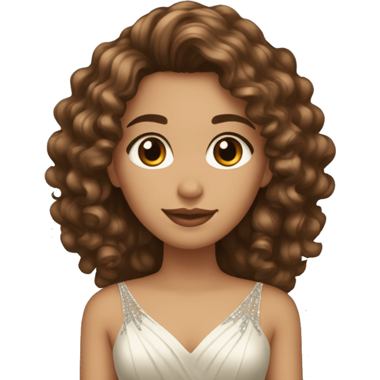 Hispanic/curly long hair, brown light color/ with dark brown eyes / with a diamond dress emoji