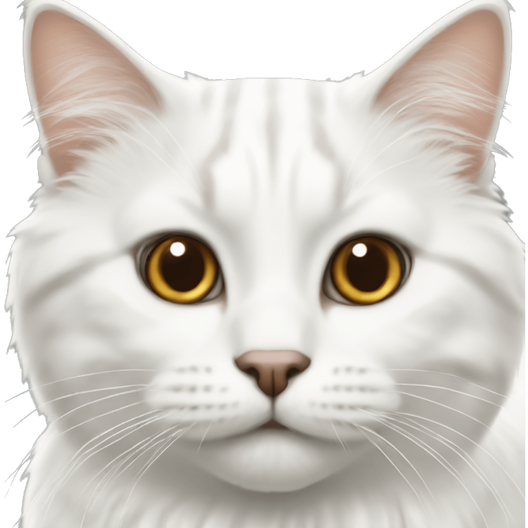 White Scottish long cat with brown eyes emoji