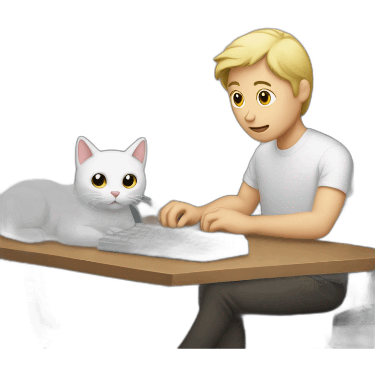 computer guy with white cat emoji