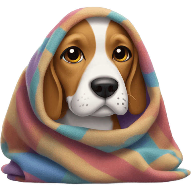 Cold Beagle under many blankets emoji