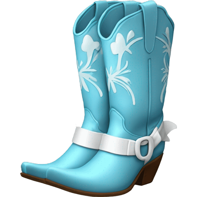 Light blue cowboy boots with white bow emoji