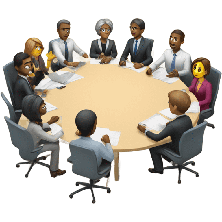 men and women work meeting at a table emoji