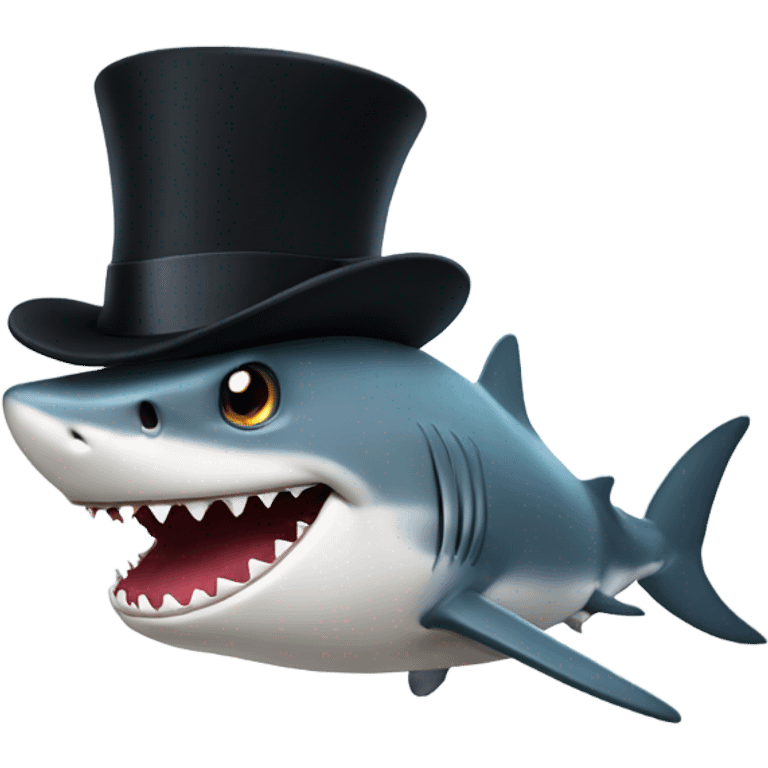 Shark with a top hat emoji