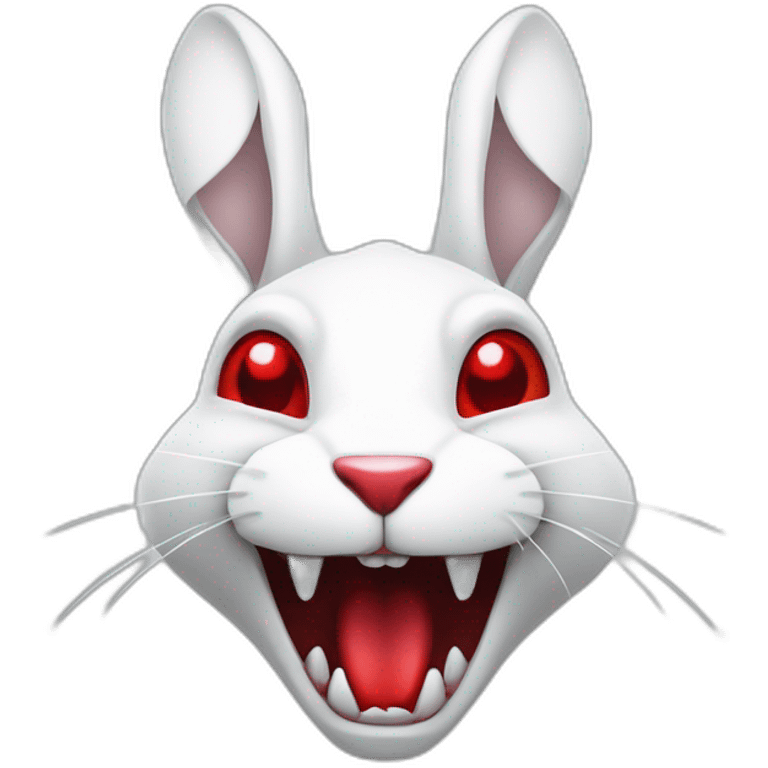 evil white rabbit with sharp fangs with red around mouth emoji