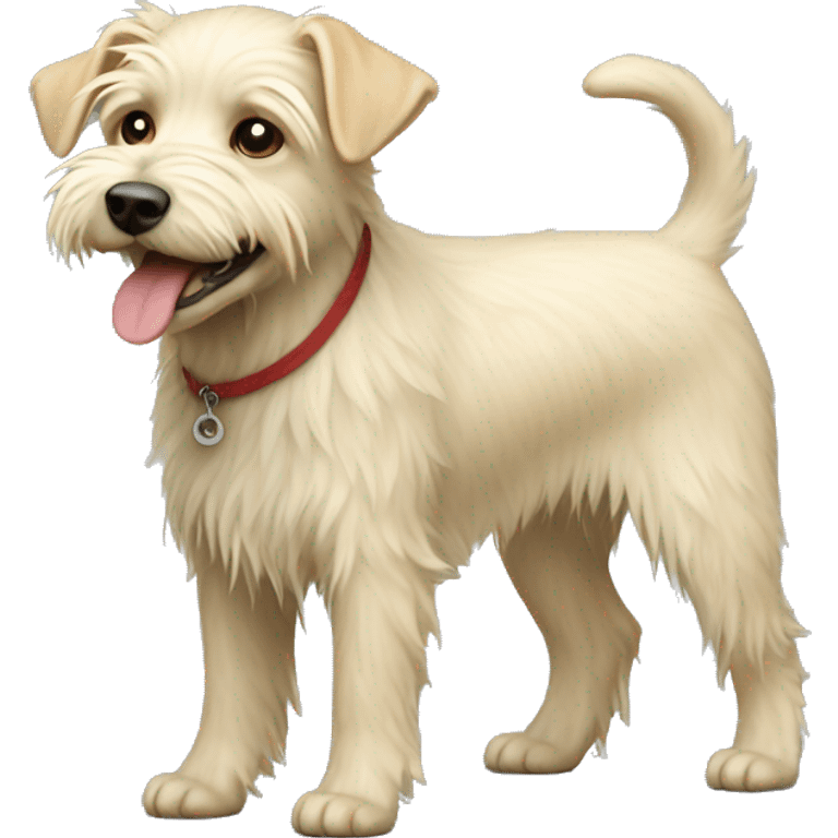 Light blonde terrier puppy with shaggy fur full body skinny emoji