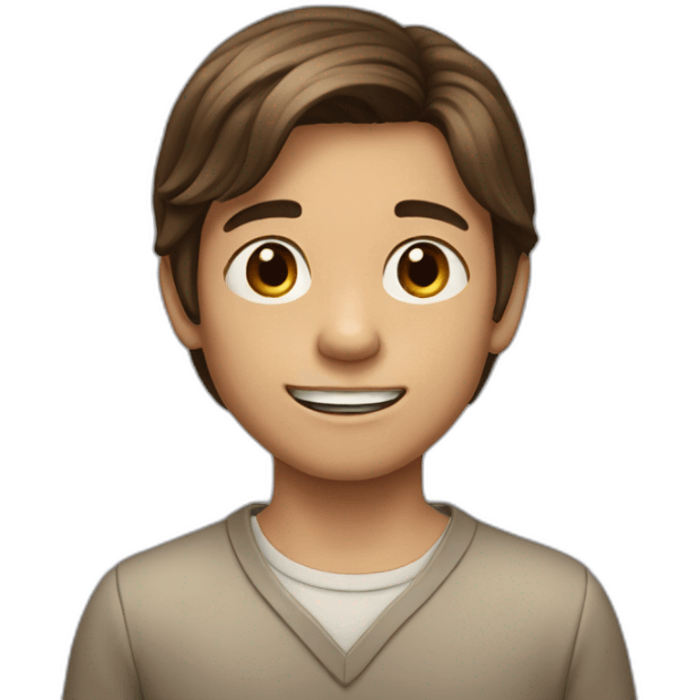 Young boy with long, brown hair, 10 years old emoji