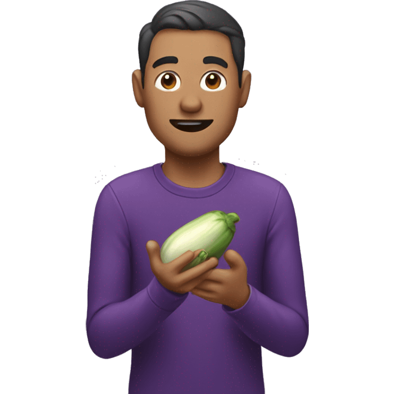 Man eating eggplant emoji