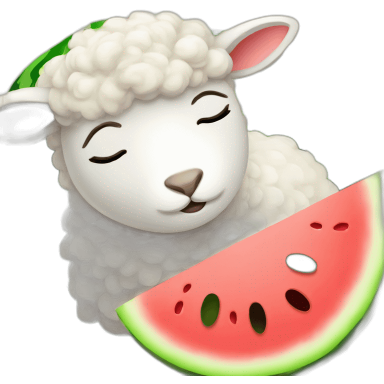 Sleepy lamb with watermelon emoji