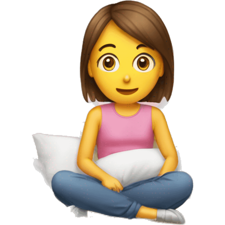 Emoji d'une fille qui se fait taper par des coussins emoji