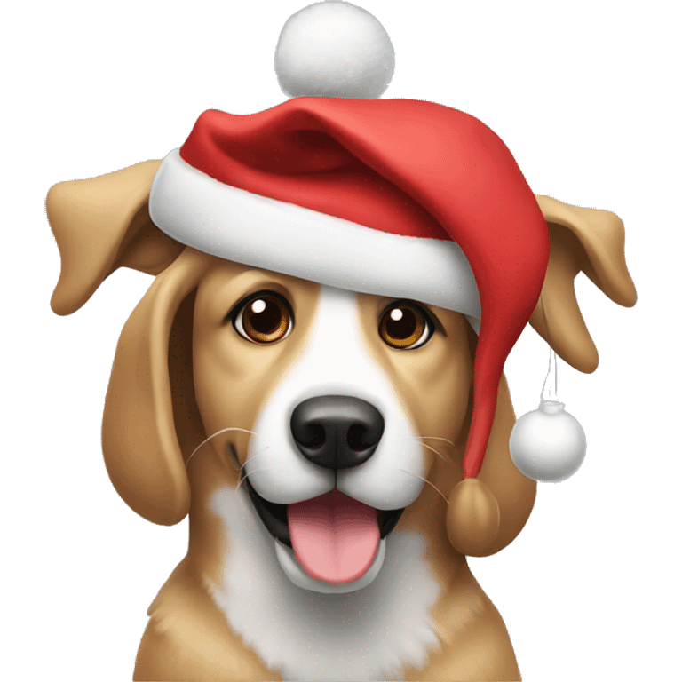 Dog with Christmas hat  emoji