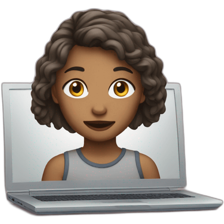 girl played on computer emoji