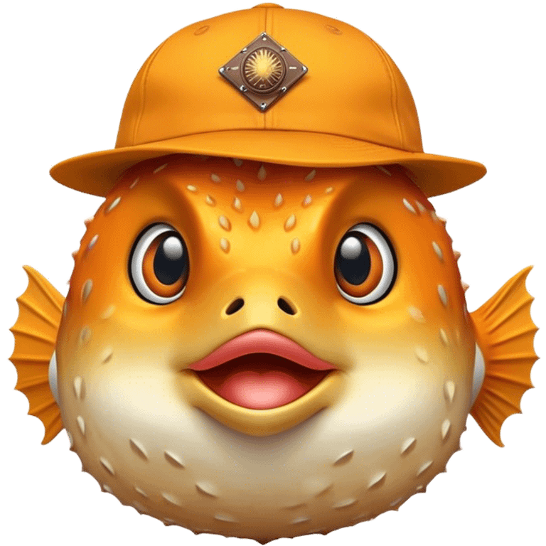 All Orange Blowfish facing forward With an Arizona State Hat emoji