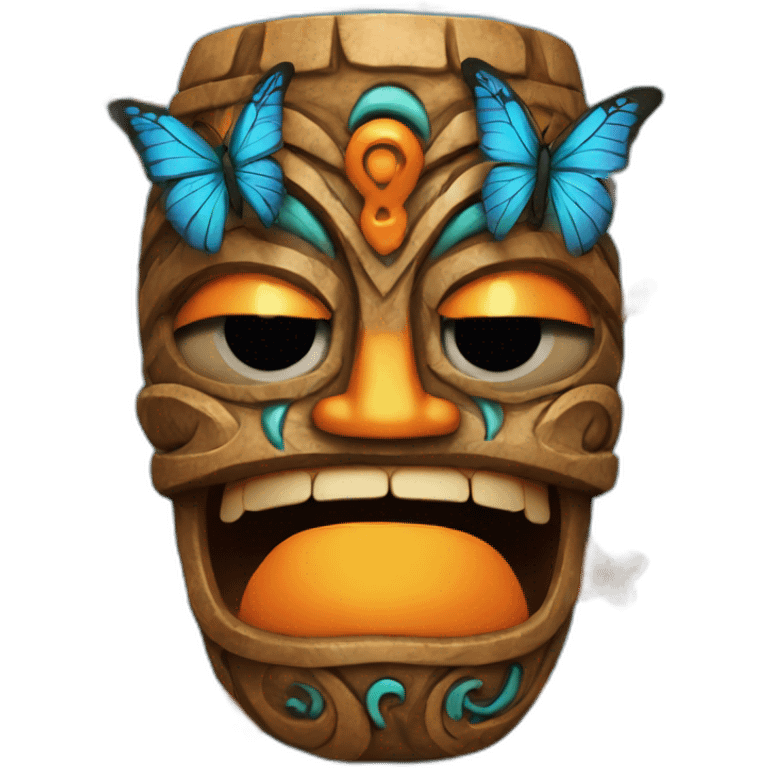 Tiki with colors blue and orange-butterfly-tornado-fun-love-eyelasch emoji