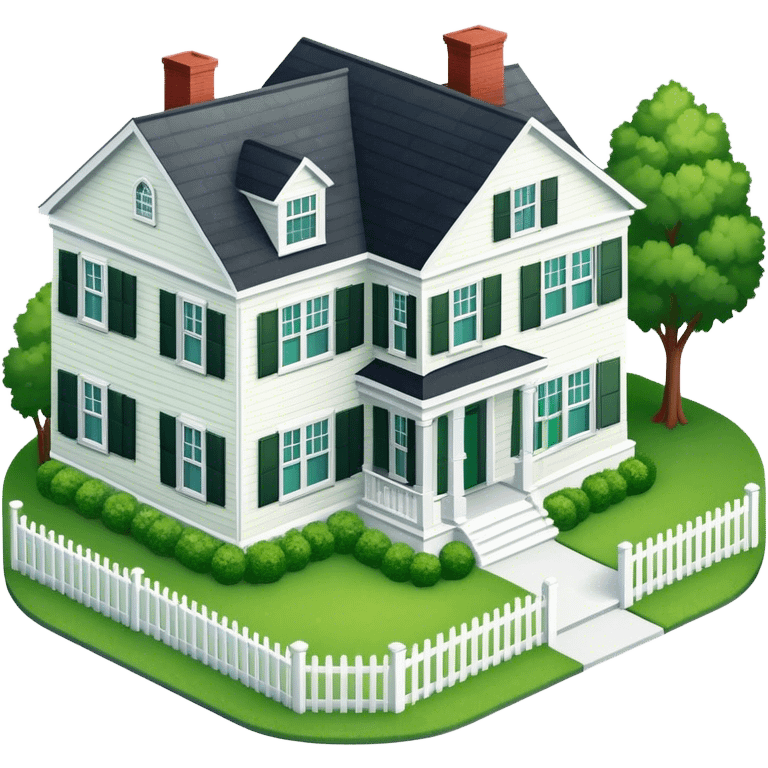 colonial-style suburban house isometric exterior view emoji