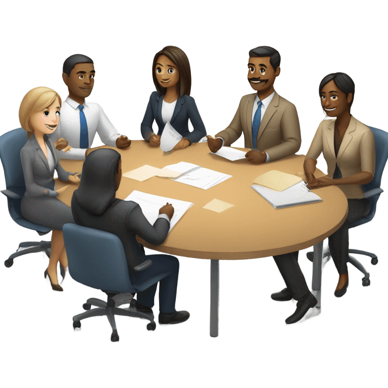 men and women work meeting at a table emoji