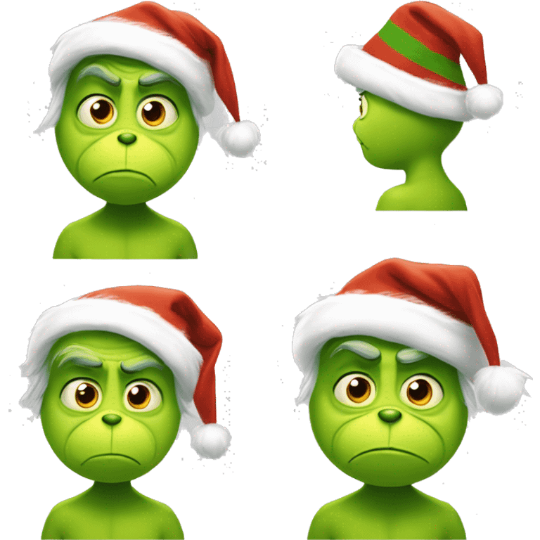 Grinch con gorro de navidad triste  emoji