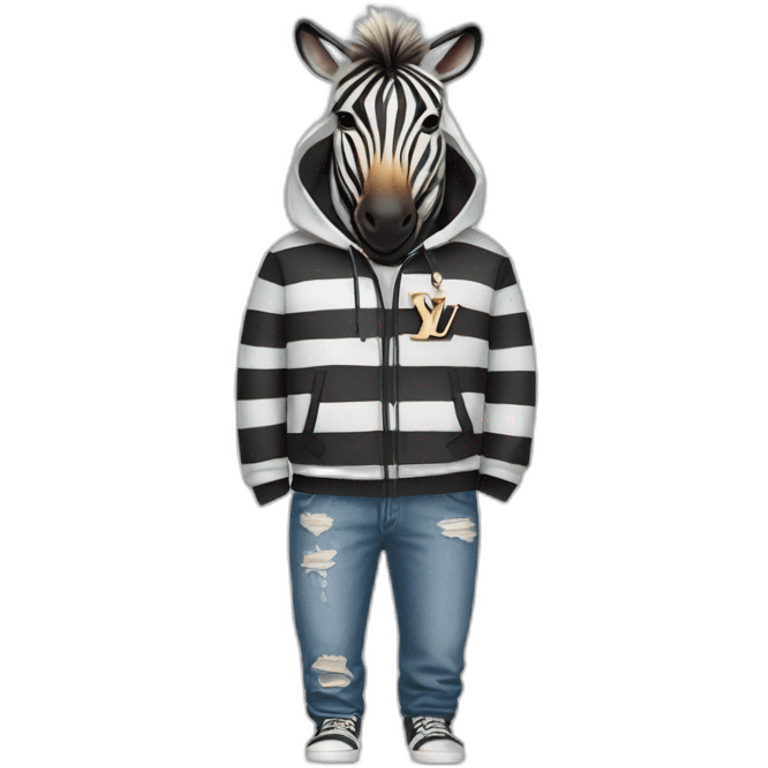 zebra wearing Louis Vuitton hoodie emoji