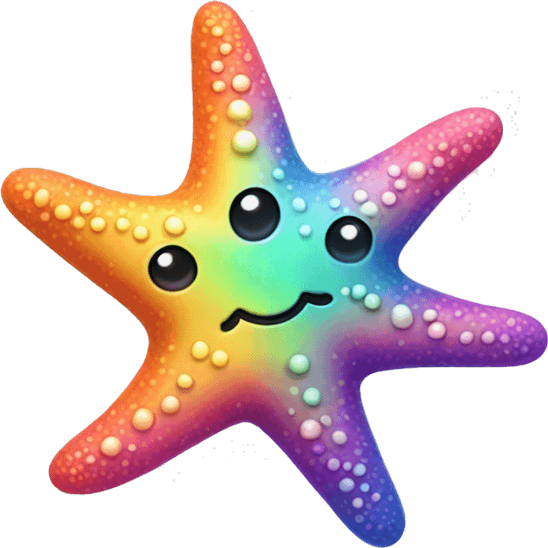 Two Deep Orange blue pink green yellow purple kawaii starfish  emoji