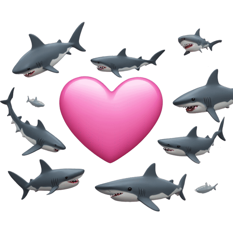 pink love heart with sharks emoji