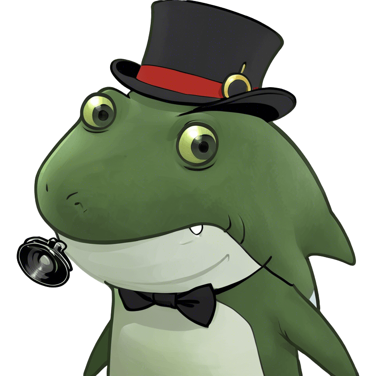 Shark with a top hat emoji