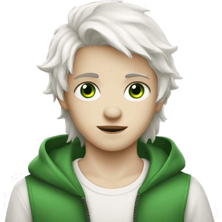 White Wolf boy with green eyes emoji