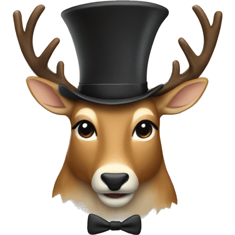 rendeer whit a rendeer top hat emoji