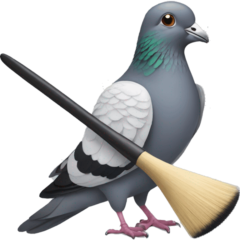 pigeon holding a brush with each mouth emoji