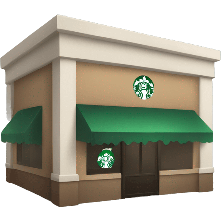 One coffee shop building with one starbucks logo no fonts emoji