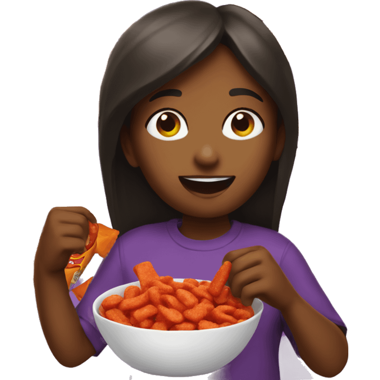 a girl eating takis  emoji