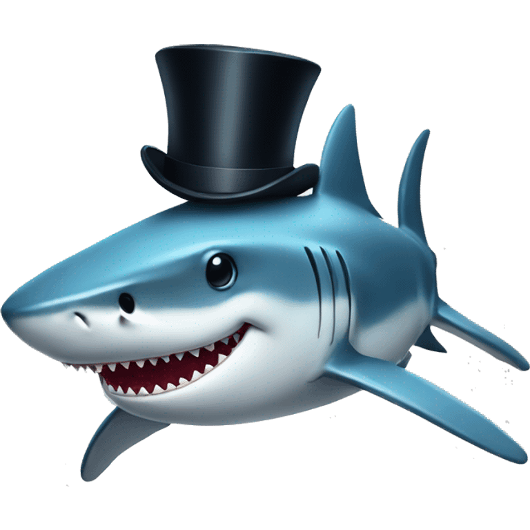 Shark with a top hat emoji