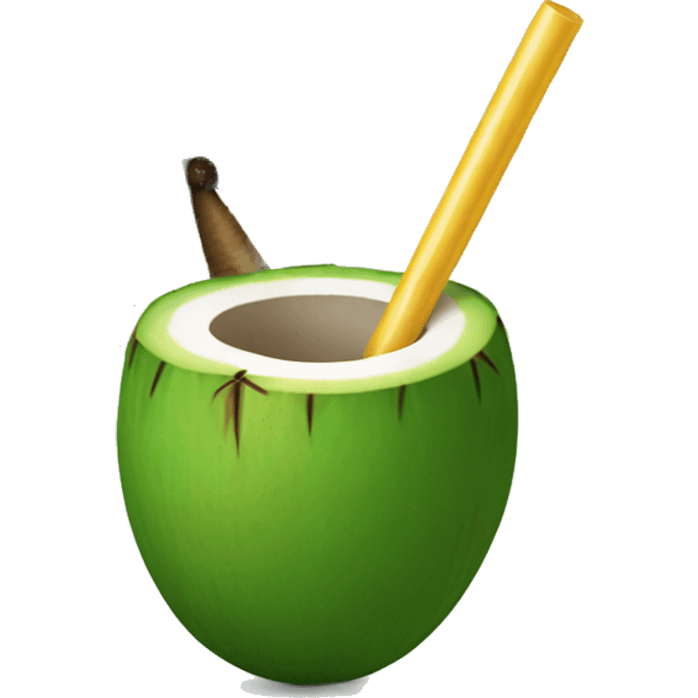 Green coconut with a straw emoji