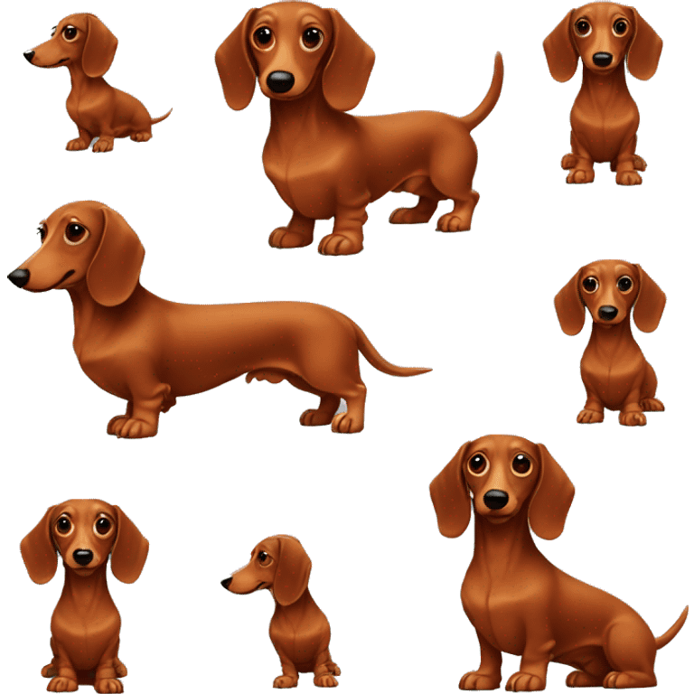 A long-haired red dachshund with brown eyes emoji